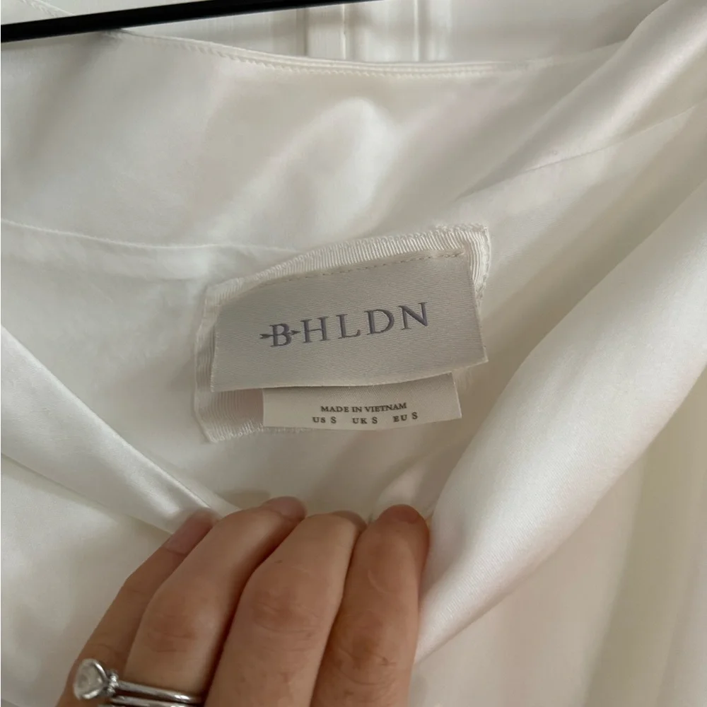 BHLDN Sienna Off-The-Shoulder High-Shine Satin Maxi Dress - Picture 6 of 7